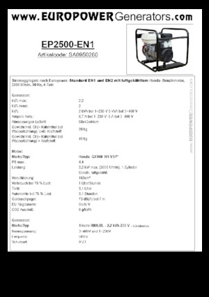 Groupes électrogènes à essence Europower EP2500-EN1 (S)