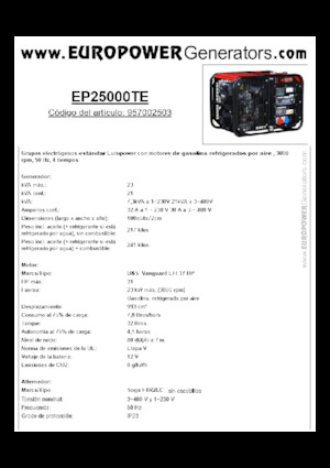 Groupes électrogènes à essence Europower EP25000TE (S)