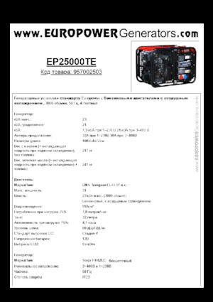 Groupes électrogènes à essence Europower EP25000TE (S)