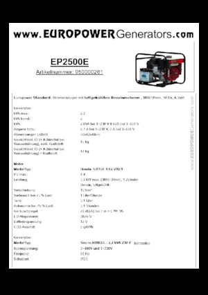 Groupes électrogènes à essence Europower EP2500E (S)