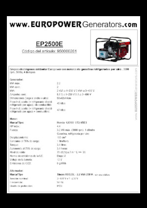 Groupes électrogènes à essence Europower EP2500E (S)