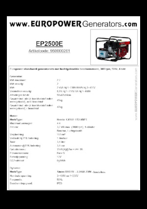Groupes électrogènes à essence Europower EP2500E (S)
