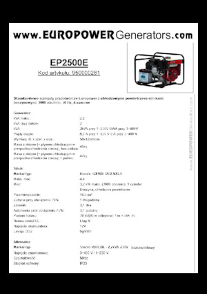 Groupes électrogènes à essence Europower EP2500E (S)