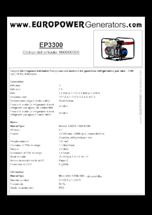 Groupes électrogènes à essence Europower EP3300 (MA)