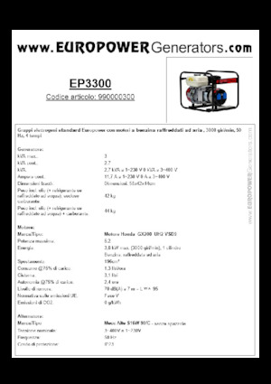 Groupes électrogènes à essence Europower EP3300 (MA)