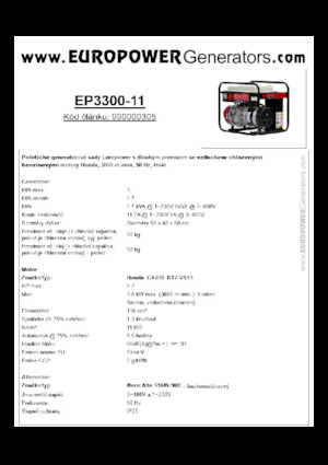 Groupes électrogènes à essence Europower EP3300-11 (MA)