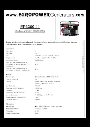 Groupes électrogènes à essence Europower EP3300-11 (MA)