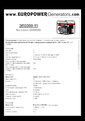 Groupes électrogènes à essence Europower EP3300-11 (MA)