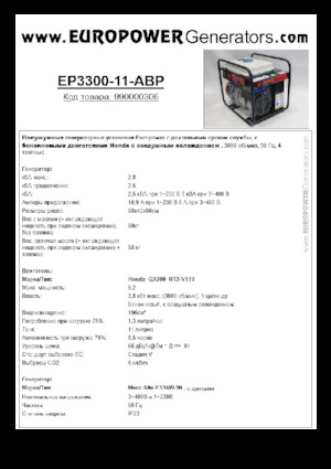 Groupes électrogènes à essence Europower EP3300-11-AVR (MA)