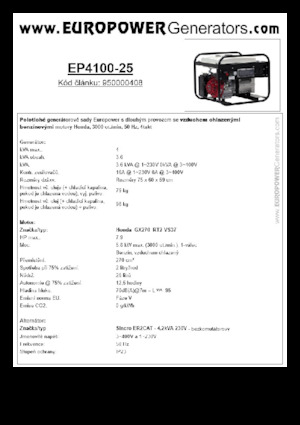 Groupes électrogènes à essence Europower EP4100-25 (S)