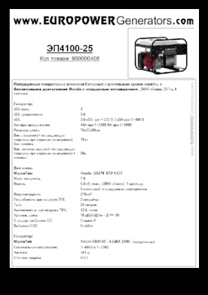 Groupes électrogènes à essence Europower EP4100-25 (S)