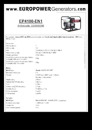 Groupes électrogènes à essence Europower EP4100-EN1 (S)