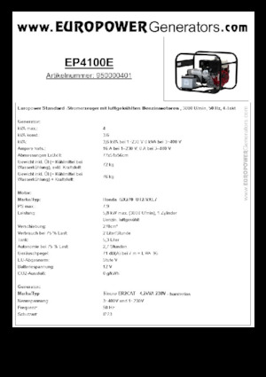Groupes électrogènes à essence Europower EP4100E (S)