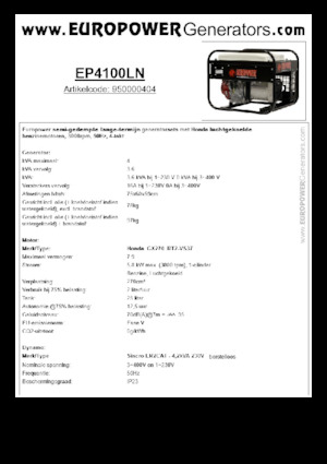 Groupes électrogènes à essence Europower EP4100LN (S)
