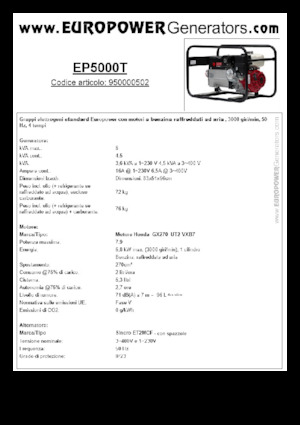 Groupes électrogènes à essence Europower EP5000T (S)