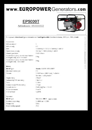 Groupes électrogènes à essence Europower EP5000T (S)
