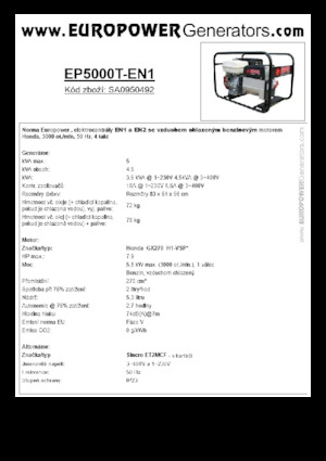 Groupes électrogènes à essence Europower EP5000T-EN1 (S)
