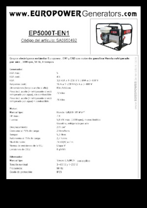 Groupes électrogènes à essence Europower EP5000T-EN1 (S)