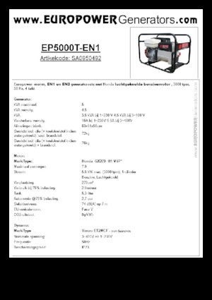 Groupes électrogènes à essence Europower EP5000T-EN1 (S)