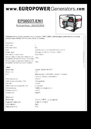 Groupes électrogènes à essence Europower EP5000T-EN1 (S)