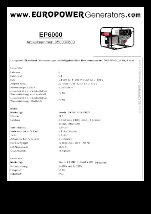 Groupes électrogènes à essence Europower EP6000 (S)