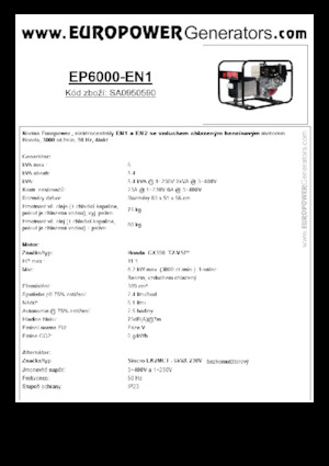 Groupes électrogènes à essence Europower EP6000 EN1 (S)