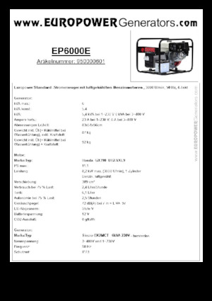 Groupes électrogènes à essence Europower EP6000E (S)