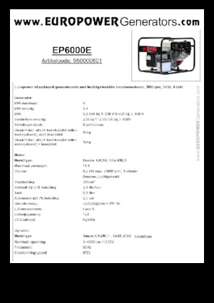 Groupes électrogènes à essence Europower EP6000E (S)
