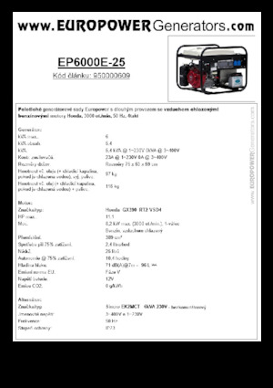 Groupes électrogènes à essence Europower EP6000E-25 (S)