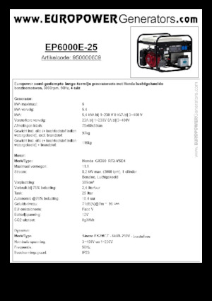 Groupes électrogènes à essence Europower EP6000E-25 (S)