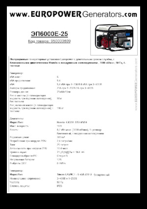 Groupes électrogènes à essence Europower EP6000E-25 (S)