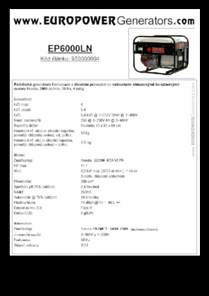 Groupes électrogènes à essence Europower EP6000LN (S)