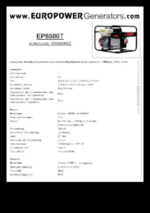 Groupes électrogènes à essence Europower EP6500T (S)