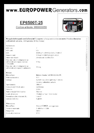 Groupes électrogènes à essence Europower EP6500T-25 (S)