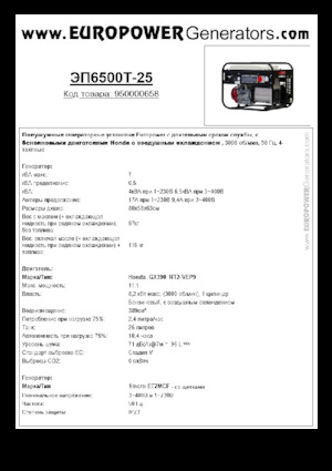 Groupes électrogènes à essence Europower EP6500T-25 (S)