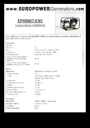 Groupes électrogènes à essence Europower EP6500T-EN1 (S)