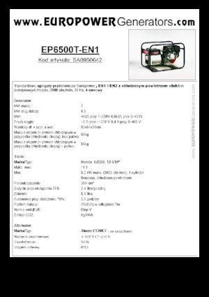 Groupes électrogènes à essence Europower EP6500T-EN1 (S)