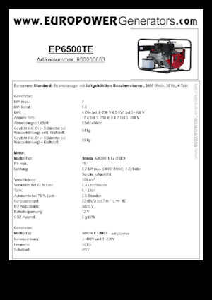 Groupes électrogènes à essence Europower EP6500TE (S)