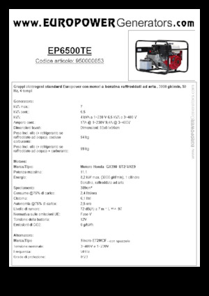 Groupes électrogènes à essence Europower EP6500TE (S)