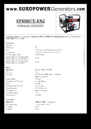 Groupes électrogènes à essence Europower EP6500TE-EN2 (S)