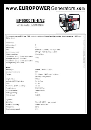 Groupes électrogènes à essence Europower EP6500TE-EN2 (S)
