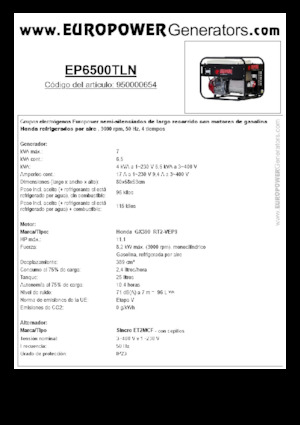 Groupes électrogènes à essence Europower EP6500TLN (S)