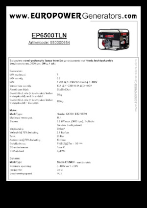 Groupes électrogènes à essence Europower EP6500TLN (S)