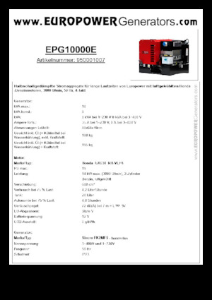 Groupes électrogènes à essence Europower EPG10000E (S)