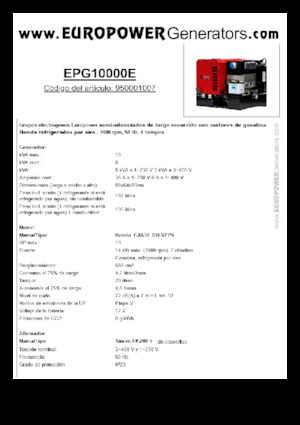 Groupes électrogènes à essence Europower EPG10000E (S)