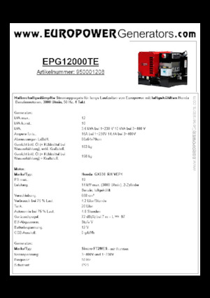 Groupes électrogènes à essence Europower EPG12000TE (S)