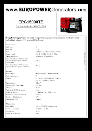Groupes électrogènes à essence Europower EPG15000TE (S)