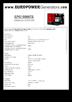Groupes électrogènes à essence Europower EPG15000TE (S)