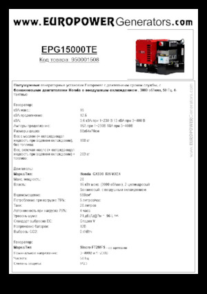 Groupes électrogènes à essence Europower EPG15000TE (S)