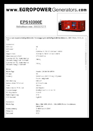 Groupes électrogènes à essence Europower EPS10000E (MA)
